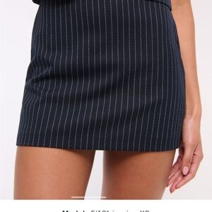 Abercrombie & Fitch Navy Mini Skirt with White Pinstripes